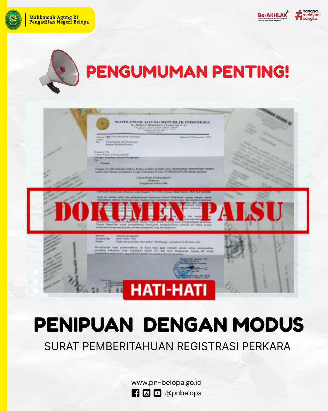 Pengumuman!! Hati-Hati Penipuan dengan Modus